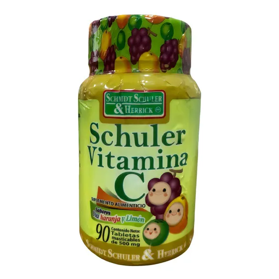 Schuler Vitamina C 90 Tabs Masticables 500mg 3 Sabores Sabor Uva, Naranja Y Limon