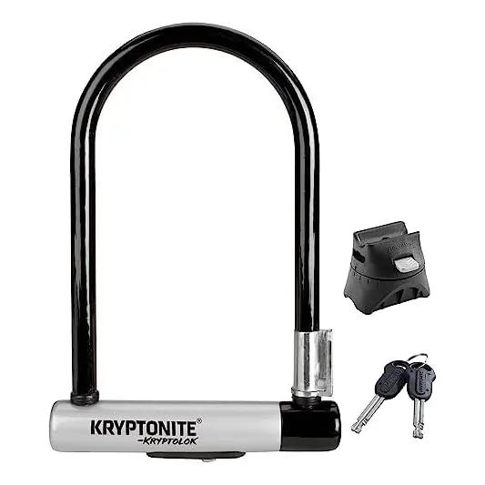 Kryptonite Kryptolok Atb - Bloqueo En U, Resistente Antirrobo Vendido Seguro En U, Grillete De 12,7 Mm Con Soporte De Montaje Y Llaves, Cerradura De Alta Seguridad Para Neumáticos Anchos E-bike