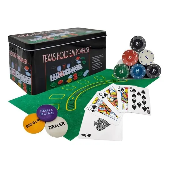 Set Juego Poker 200 Fichas Cartas Fichero  Paño Texas Holdem