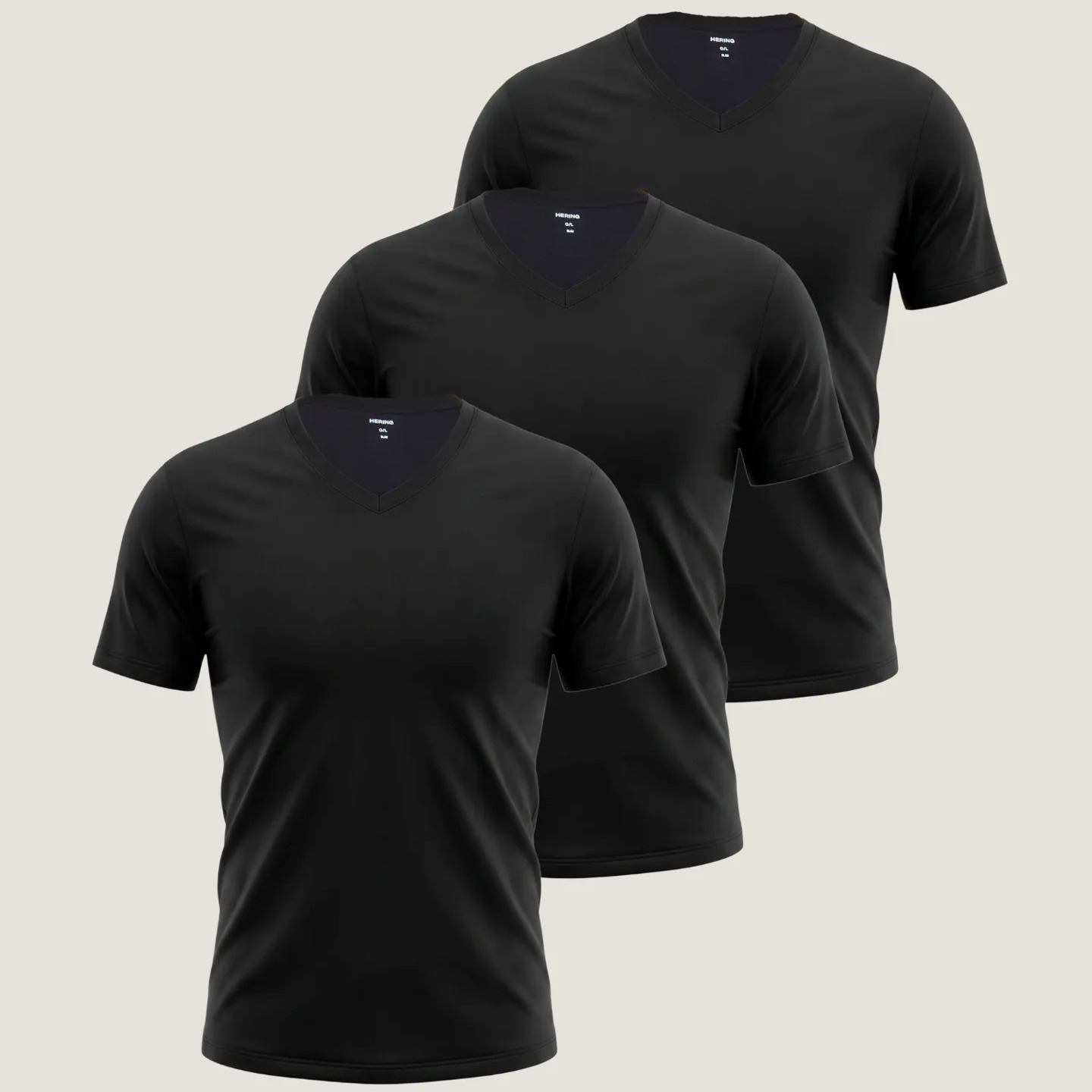 Kit Com 3 Camisetas Masculinas Slim Gola V Hering Preto Liso M Kit Com 3 Camisetas Masculinas Slim Gola V Hering Preto Liso M