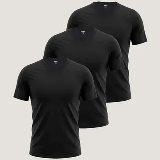 Hering Kit Com 3 Camisetas Masculinas Slim Gola V Hering Preto Liso PPor Hering R