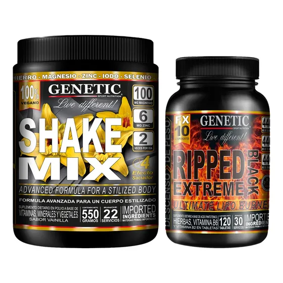 Batidos Dieta Shake Mix Ripped Black Ultra Quemador Genetic
