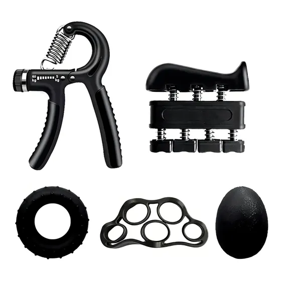 Hand Grip 5 Ejercitadores De Mano Muñeca Antebrazo Graduable Negro