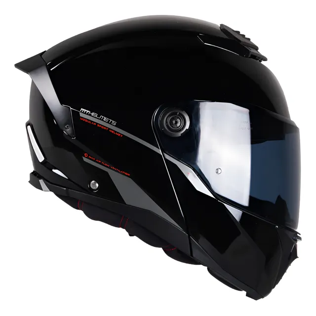 Casco Abatible Para Moto Mt Helmets Atom 2 Negro  Ece2206