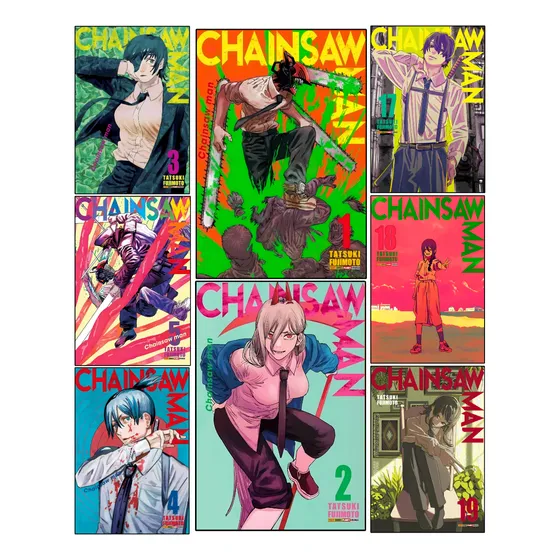 Manga Chainsaw Man Kit C/2un Livro Todos Volumes Lançamento Novo Lacrado Panini Original Tatsuki Fujimoto Coleção Completa Vol 1 2 3 4 5 6 7 8 9 10 19 18 17 16