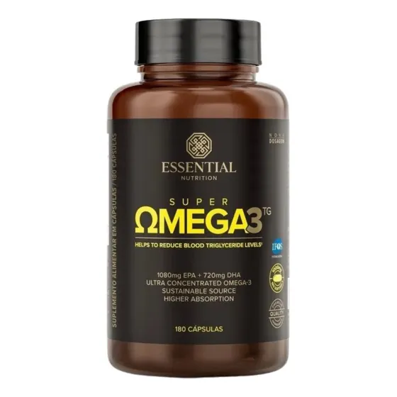 Super Ômega 3 Tg 1000mg 180 Caps Essential Nutrition Sabor 180 Softgels