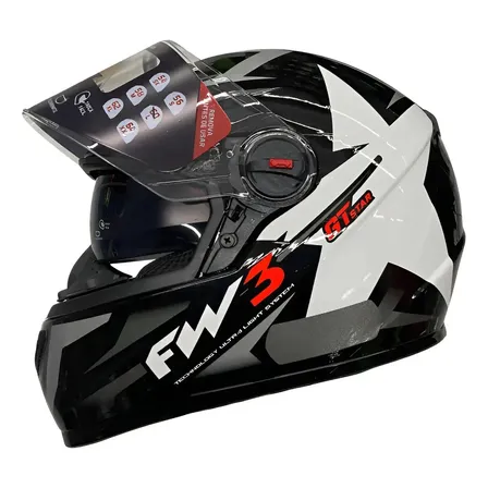 Capacete FW3 GTX Star Preto e Branco Grafite Óculos Interno 60