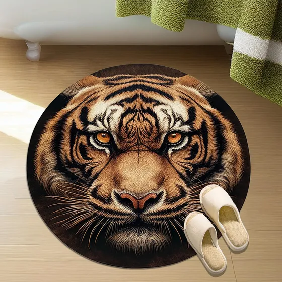 Tapete Baño 3d Esponjoso Tigre Color Amarillo