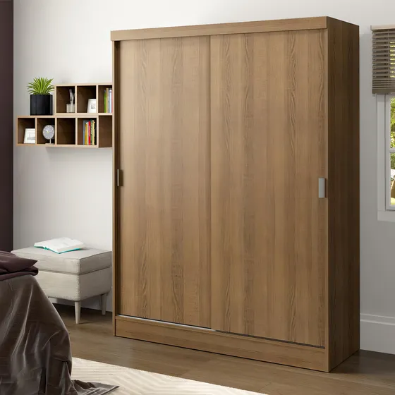 Ropero Closet Madesa Luke 2 Puertas Corredizas Color Marrón