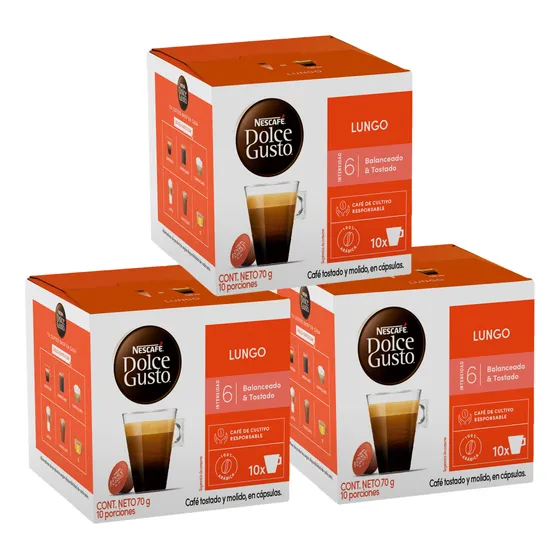 Pack 3 Café Nescafé Dolce Gusto® Lungo 10 Cápsulas