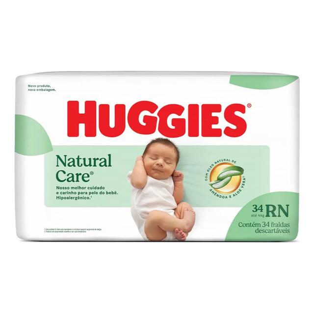 Fralda Premium Huggies Natural Care Rn 34 Unidades Fralda Premium Huggies Natural Care Rn 34 Unidades
