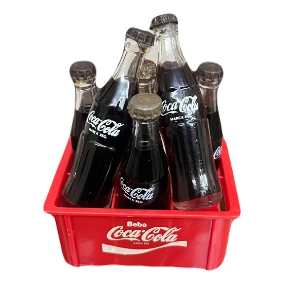 Mini Engradado+ 6 Garrafinhas Coca Cola Escrita Dos 2 Lados 