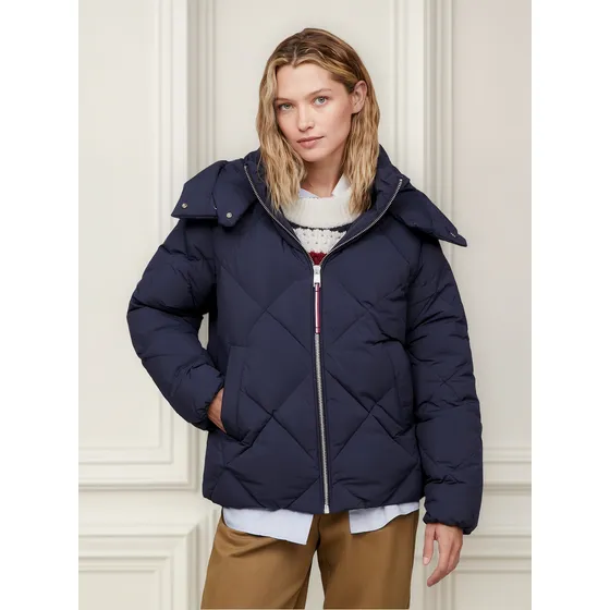 Chaqueta Con Diseño Acolchado A Rombos Mujer Azul Tommy Hilfiger