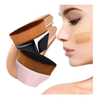 Brocha Plana De Maquillaje Kabuki Para Polvo Base Corrector Brocha Plana De Maquillaje Kabuki Para Polvo Base Corrector