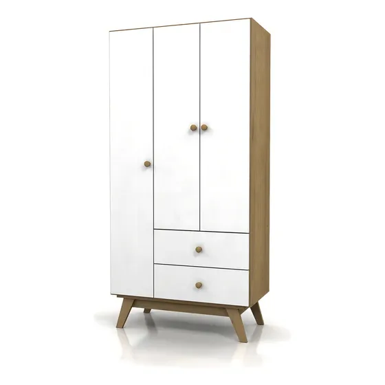 Placard Ropero Nordico Escandinavo Laqueado Patas Macizas Color Blanco Con Roble Miel