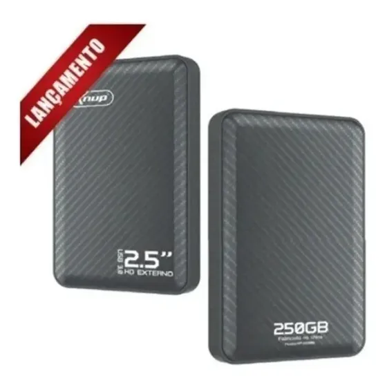 HDD Externo Knup 250GB USB 3.0 Slim Portátil Preto