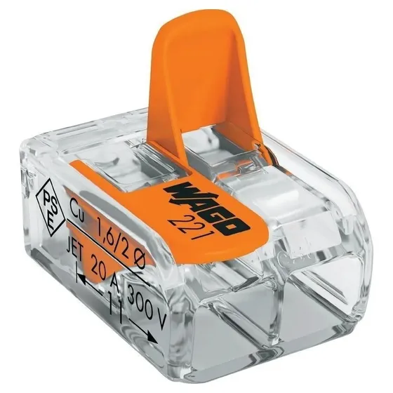 Kit6 Conector Wago Compacto Emenda 2 Fios Modelo 221-612 6mm