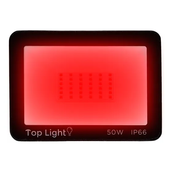 Refletor Holofote Led 50w Luz Vermelho Resistente A Agua