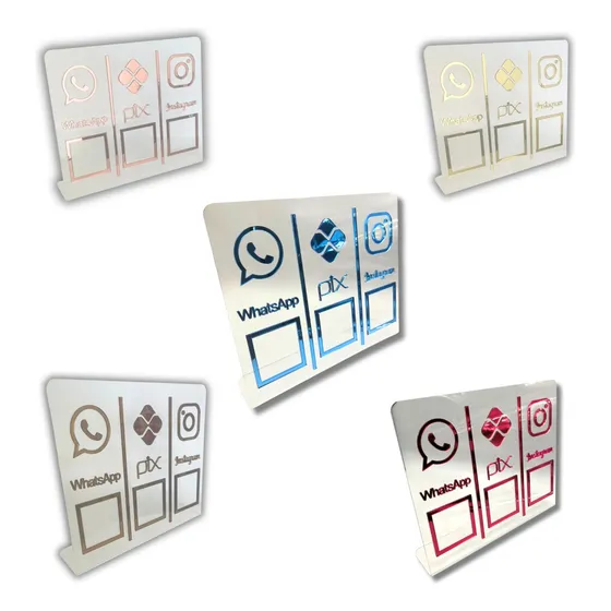 Placa Pix,whats E Insta Para Pagamento Qr Code Cristal