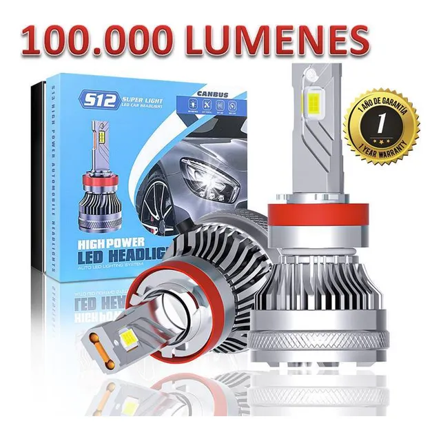 Luces Led H4 Par Bombillos Faros Originales 100 Mil Lúmenes