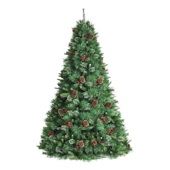 Arbol Pino Navideño Verde Piñas Cerezas Berries 2.10 Mts