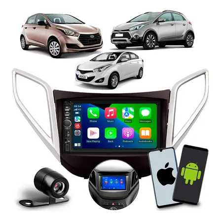 Multimídia Hb20 7 Carplay Android Auto + Moldura + Câmera