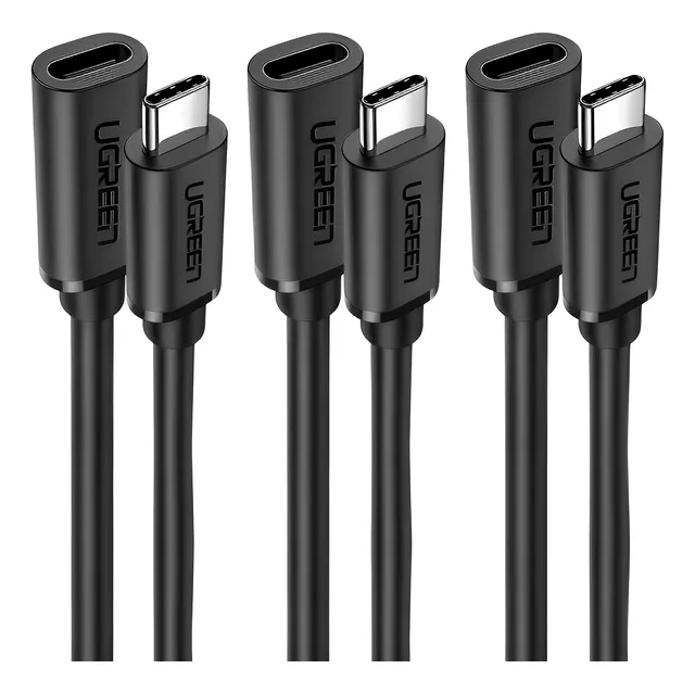 Kit 3 Cabo Extensor Ugreen Usb C 3.1 Macho Fêmea 5gbps
