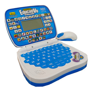 Mini Laptop Interactiva Educativa Español/inglés Niños Compu Color Azul Mini Laptop Interactiva Educativa Español/inglés Niños Compu Color Azul