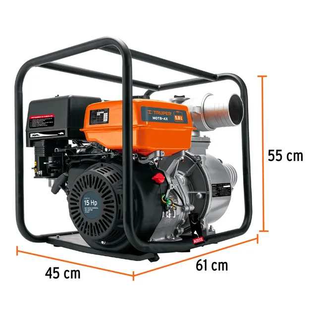 Motobomba autocebante a gasolina 4x4 15 hp Truper MOTB-4X