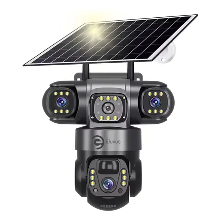 Cámara de seguridad Solar Wifi 360° Full Hd App exterior 10x negro Eluxus