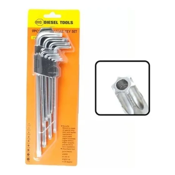 Juego De 9 Llaves Torx Estrella 10,15,20,25,27,30,40,45,50