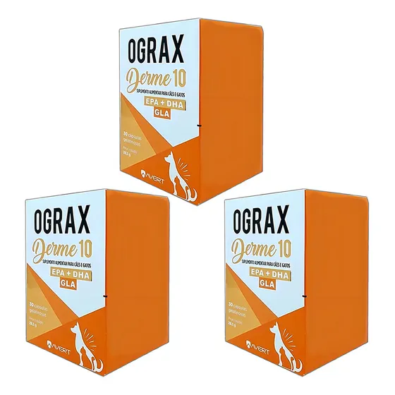 Combo 03un Ograx Derme 10 - Avert 30 Capsulas