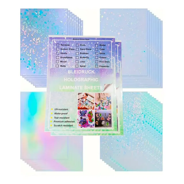 Papel Adhesivo Holográfico, Pelicula De Vinilo A4 X20 Hojas