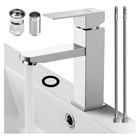 Torneira Banheiro Monocomando Lavatório Bica Baixa Inox 304 Prateado Fosco