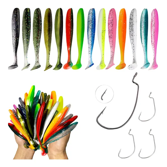 Kit 10 Isca Artificial Slow-shad Anti Enrosco Traira 9cm 4g