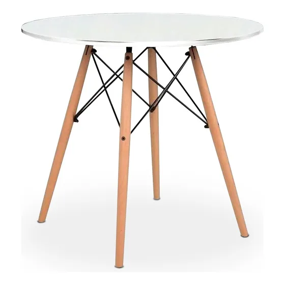 Mesa De Comedor Blanco Redonda Eames 80 Cm Moderno Color de las patas Madera