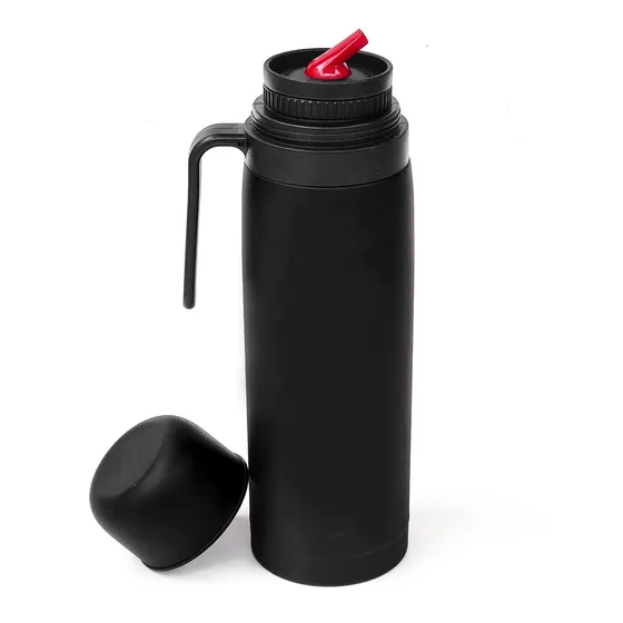 Termo Negro Media Manija Acero Inox. 1lt.