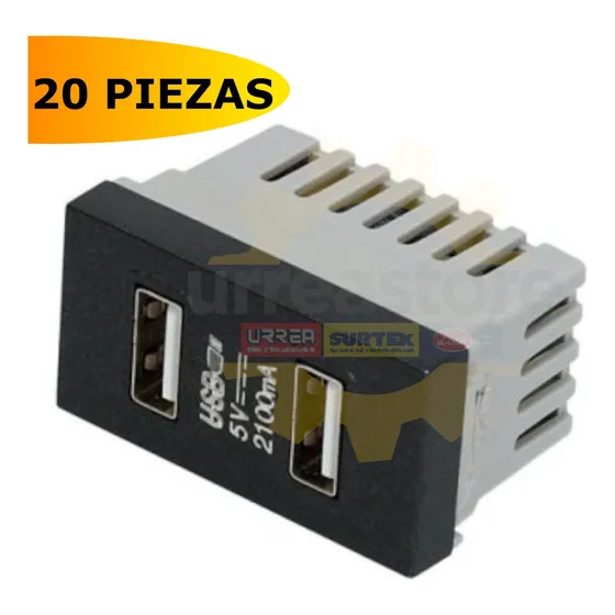 Surtek P617n Pack 20 Módulos Usb Doble Color Negro 1/3