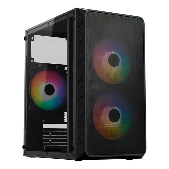 Gabinete Mini Torre Acteck Doom Pro Mesh Gi730 3 Fan 600w Color Negro