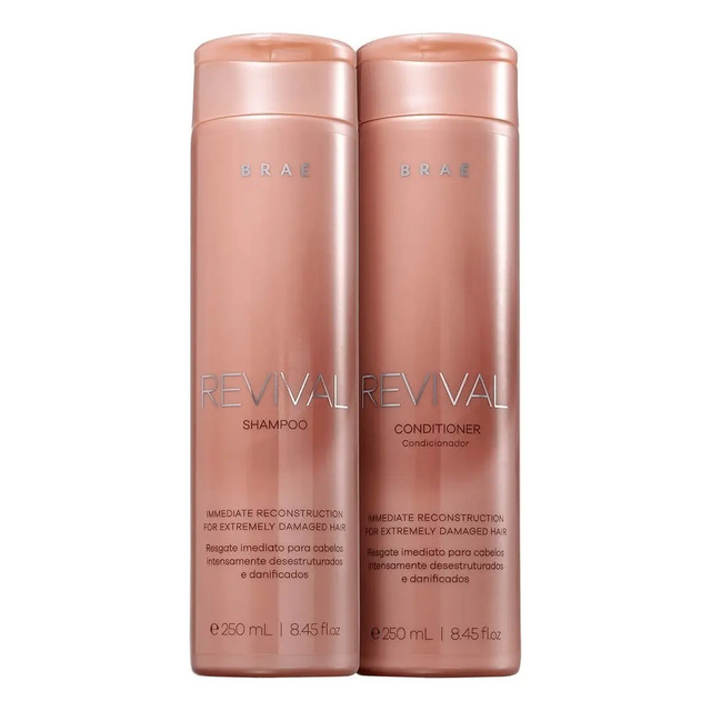 Kit Braé Revival Shampoo E Condicionador Para Cabelos Danificados 250ml Kit Braé Revival Shampoo E Condicionador Para Cabelos Danificados 250ml
