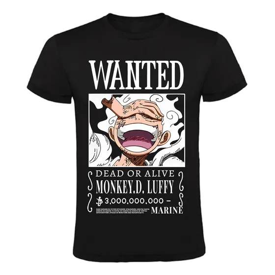 Remera One Piece Wanted Luffy Monkey Gear 5 Dios Infantil