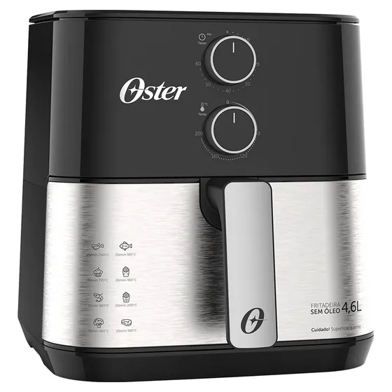Fritadeira elétrica Oster Ofrt520 inox compact de 4,6L e 1500W de potência - 220v
