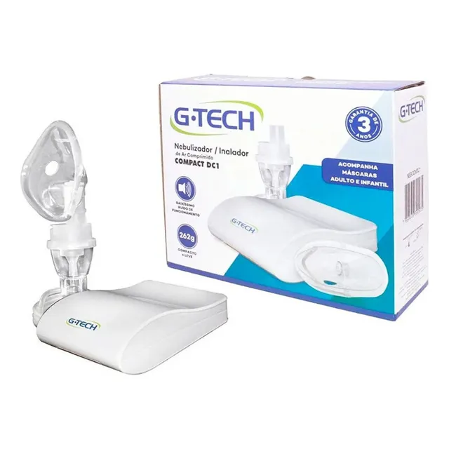 Nebulizador E Inalador Bivolt Super Flow Compact Dc1 G-tech