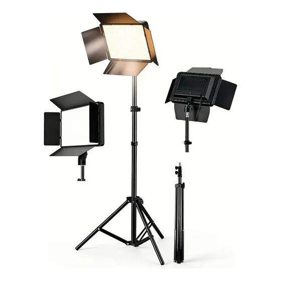 Panel Luz LED Iluminación Fría y Cálida 10 Pulgadas, Lampara para Foto y Video Studio, Set Fotografía Profesional, Maquillaje, Control Remoto, Regulable 50W, 2700K a 6500K
