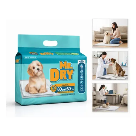 Tapete Higiênico Ultra Seco Mr Dry 80"x60" com 30 Unidades para Cães
