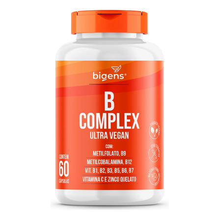 Complexo B Vegano 60cps, B Complex, Até 500% Vd, Bigens Complexo B Vegano 60cps, B Complex, Até 500% Vd, Bigens