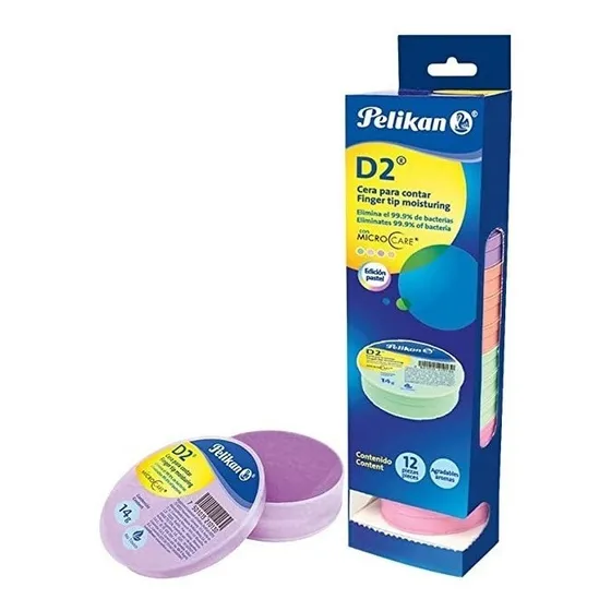 Cera Para Contar Pelikan D2 14g Mojadedo Dactilar Pastel X12 Color Surtido