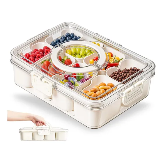 Esdua Contenedor Para Aperitivos, Bandeja Dividida Para Serv