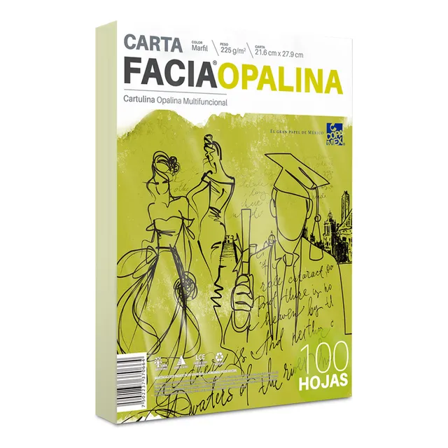 Papel Facia Opalina Marfil 225 Gr Carta - Paquete 100 Hojas