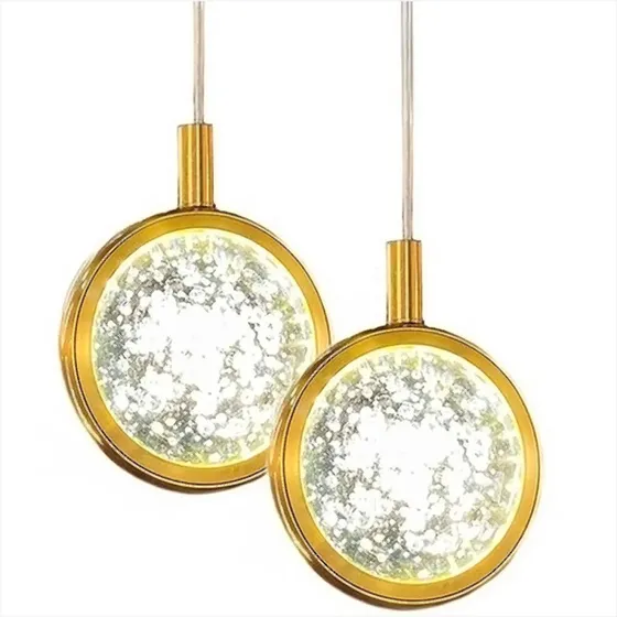 Pendente Dourado Urano Cristal Lavabo Sala Quarto Cabeceira
